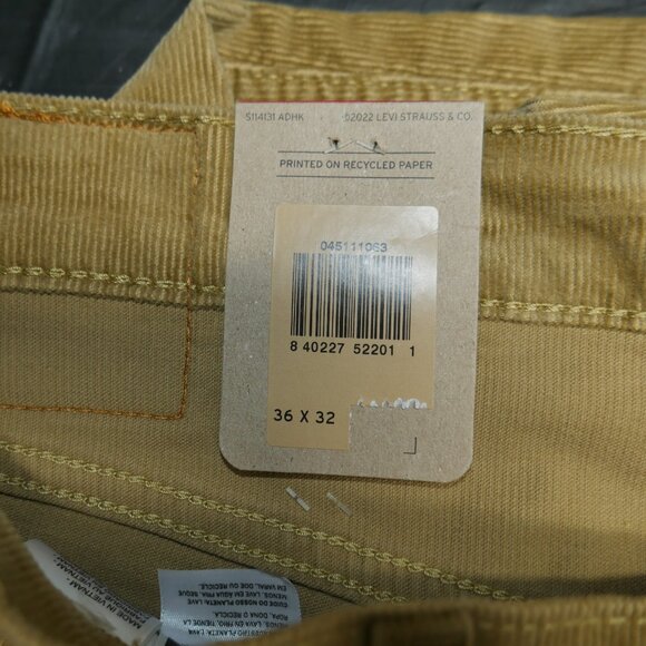 Levis 511 Slim Fit Corduroy Jeans Men's Size 36x32 Stretch Harvest Gold Beige - Picture 10 of 13